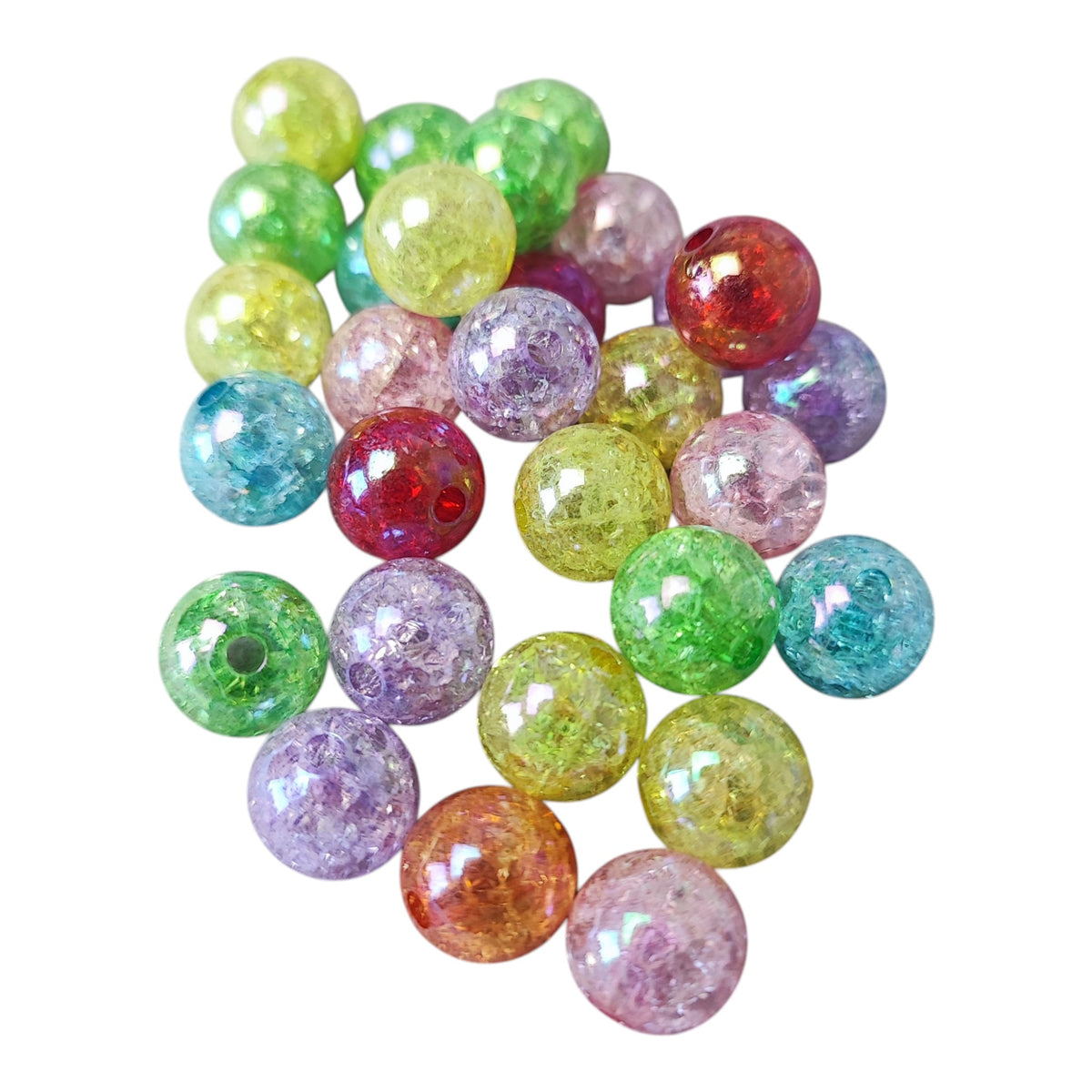 Perles rondes en acrylique transparent craquelé – 12 mm