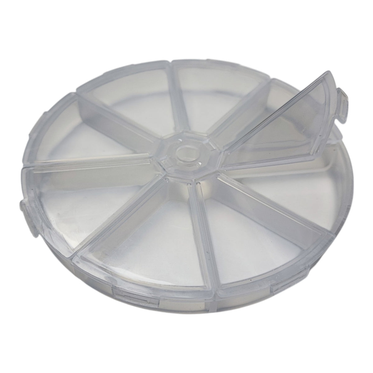 Boîte de rangement ronde à 8 compartiments – Transparente