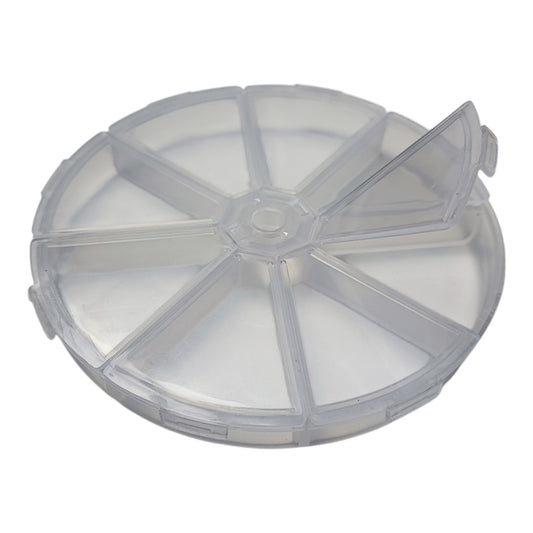 Boîte de rangement ronde à 8 compartiments – Transparente