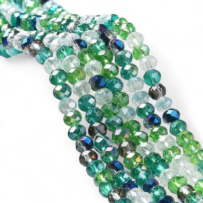 Perles en Verre à Facettes – Rondelles Vert – 6x5 mm