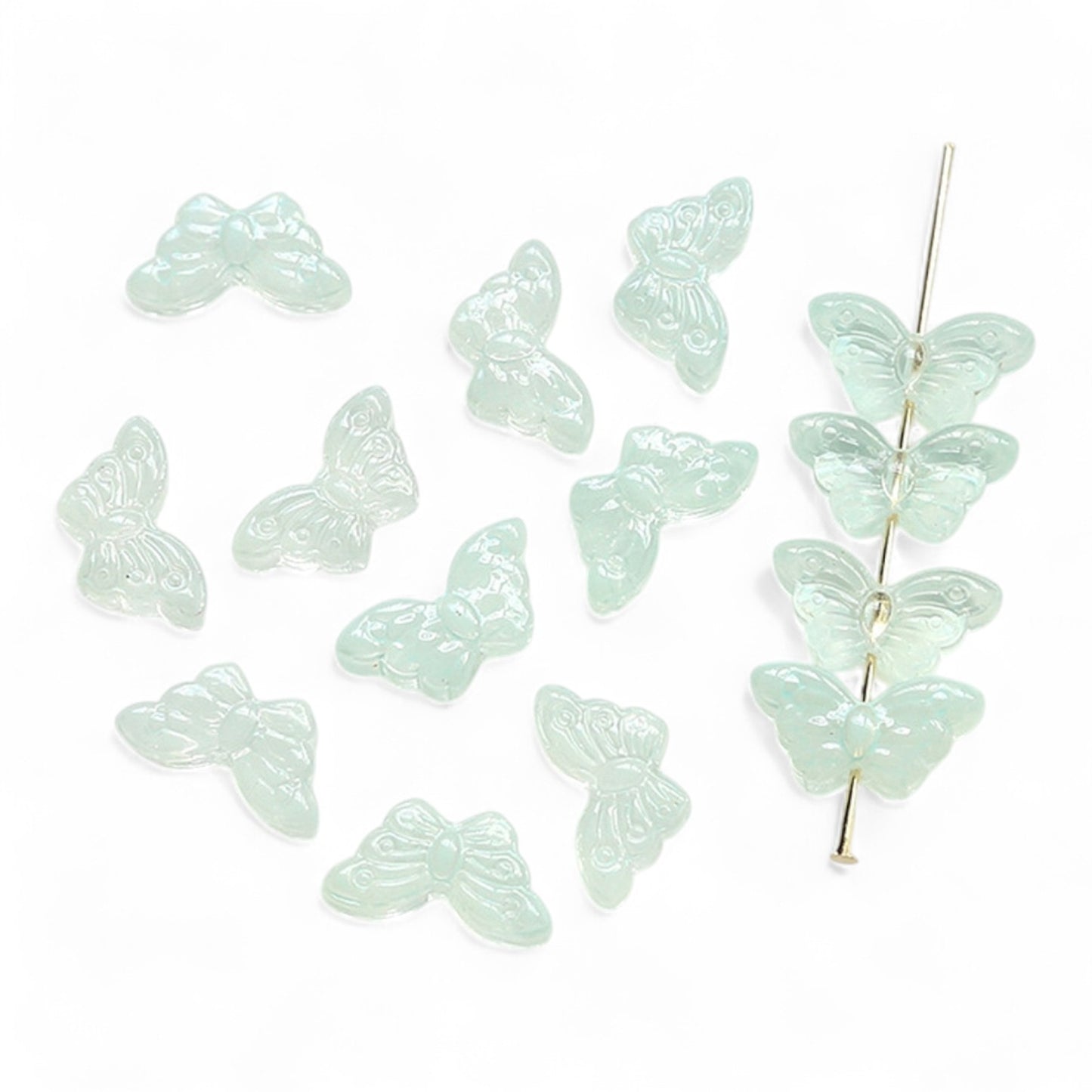 x10 Perles Papillon en Verre Soufflé à la Main – 15 x 8 mm
