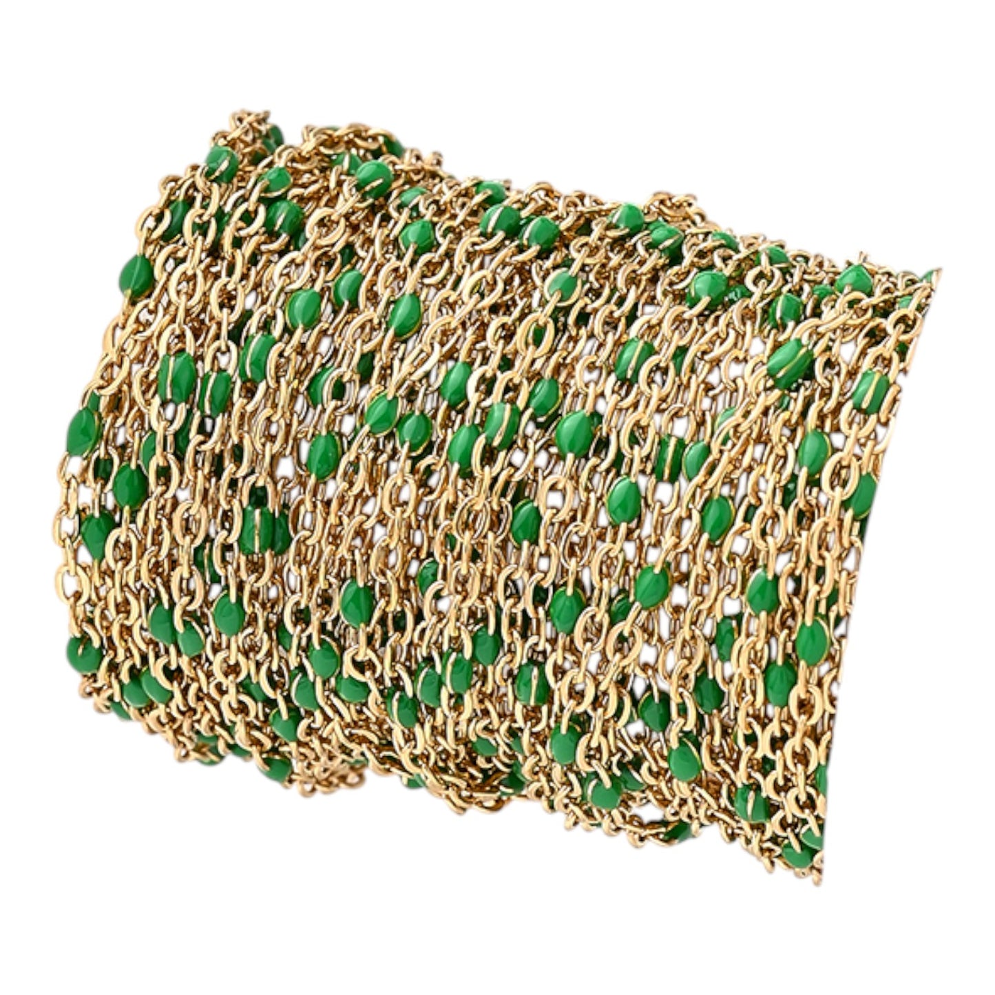 x20 cm Chaîne en O avec Gouttes Perlées Émaillées – Acier inoxydable 304 Plaqué or 18K