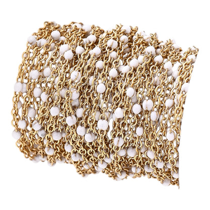 x20 cm Chaîne en O avec Gouttes Perlées Émaillées – Acier inoxydable 304 Plaqué or 18K