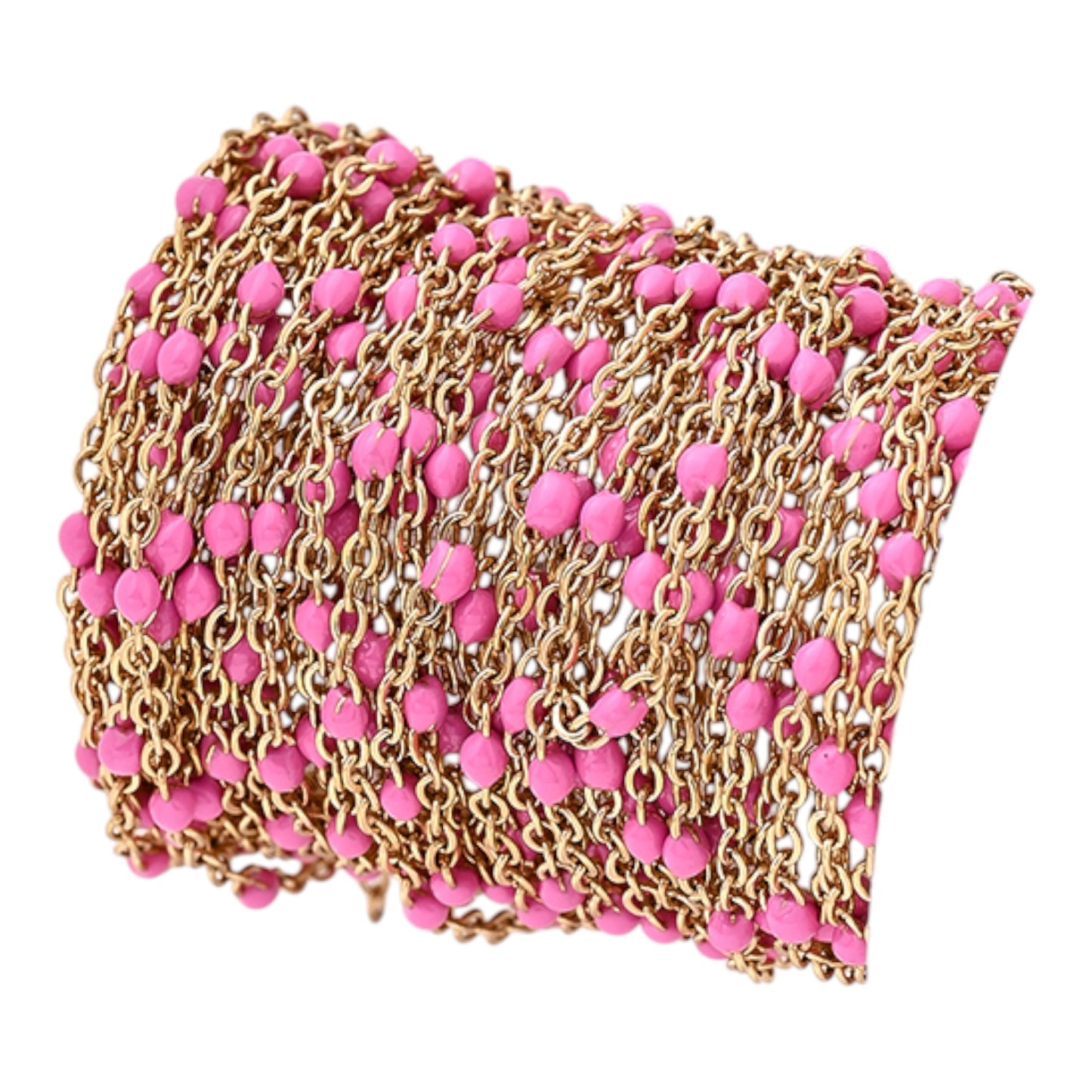 x20 cm Chaîne en O avec Gouttes Perlées Émaillées – Acier inoxydable 304 Plaqué or 18K