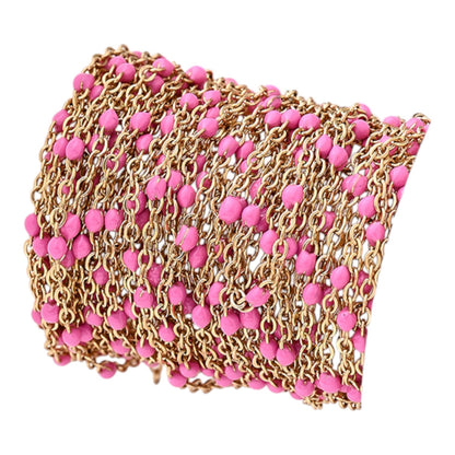 x20 cm Chaîne en O avec Gouttes Perlées Émaillées – Acier inoxydable 304 Plaqué or 18K