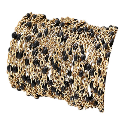 x20 cm Chaîne en O avec Gouttes Perlées Émaillées – Acier inoxydable 304 Plaqué or 18K