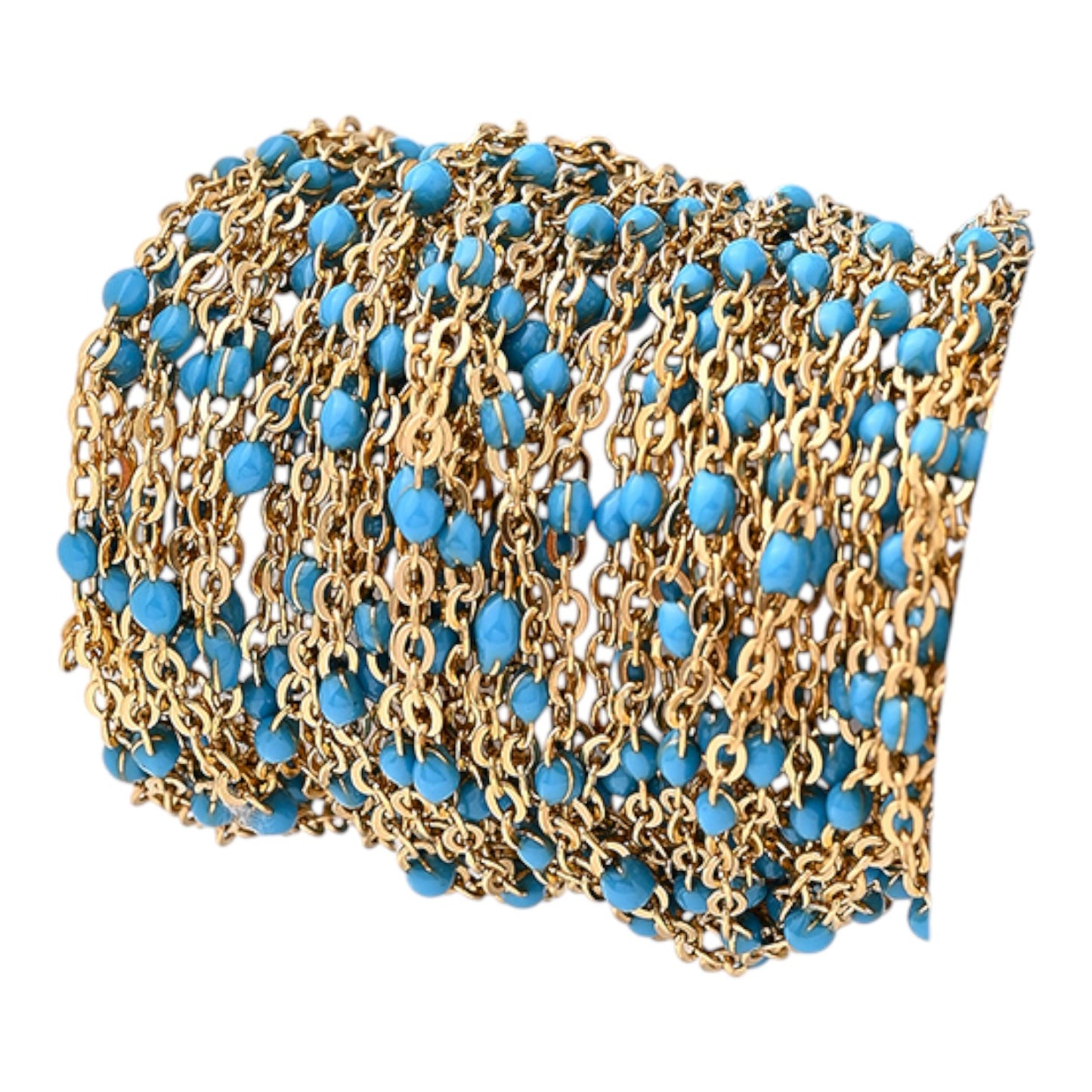 x20 cm Chaîne en O avec Gouttes Perlées Émaillées – Acier inoxydable 304 Plaqué or 18K