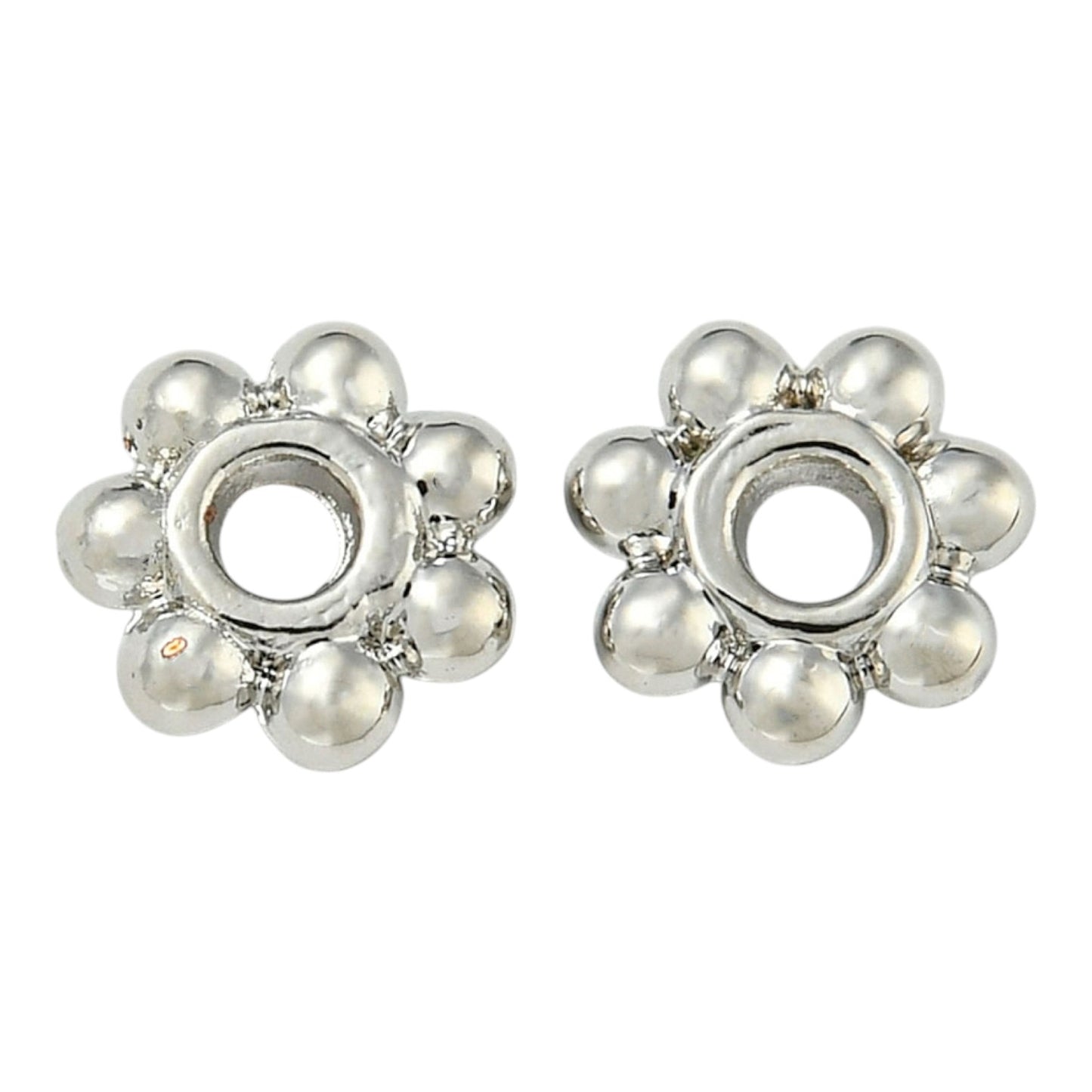 x20 Perles d’Espacement Fleur – Alliage de Zinc, Plaqué Platine ou Or 14K – 6 mm