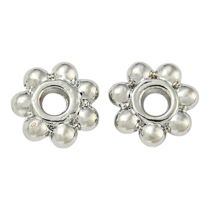 x20 Perles d’Espacement Fleur – Alliage de Zinc, Plaqué Platine ou Or 14K – 6 mm