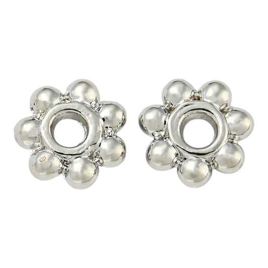 x20 Perles d’Espacement Fleur – Alliage de Zinc, Plaqué Platine ou Or 14K – 6 mm