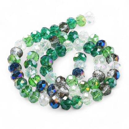 Perles en Verre à Facettes – Rondelles Vert  – 8x6 mm