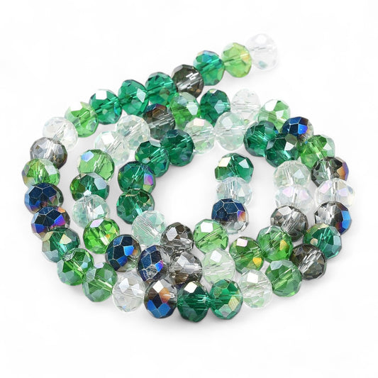 Perles en Verre à Facettes – Rondelles Vert  – 8x6 mm