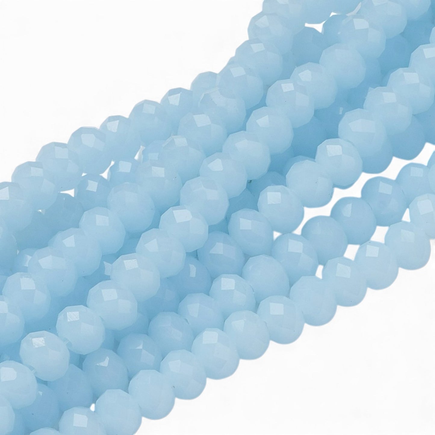 Fil de 100 Perles en Verre Facettées – 6x5 mm – Bleu opaline