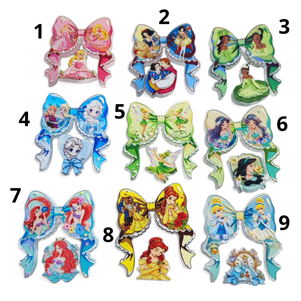 Perles acryliques plates en deux parties – Motif princesse