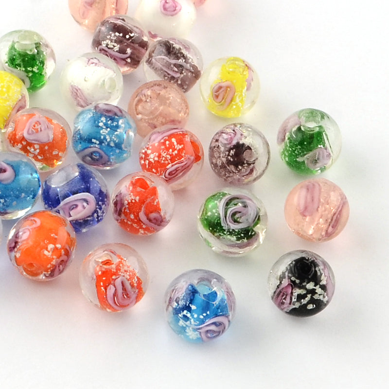 x1 Perle Lampwork – Fait Main – Rondes 9-10 mm