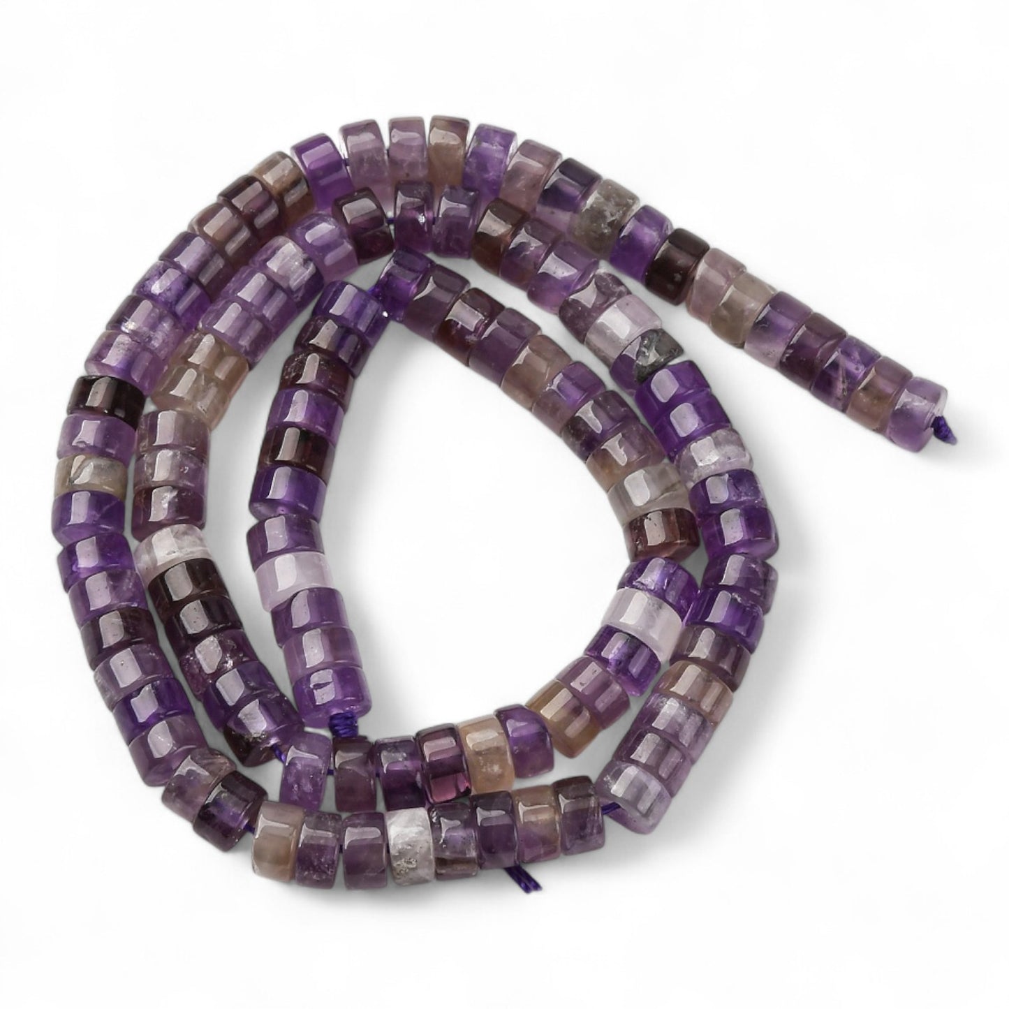 x20 Perles Heishi en Améthyste Naturelle – Disques 6 x 3,5 mm