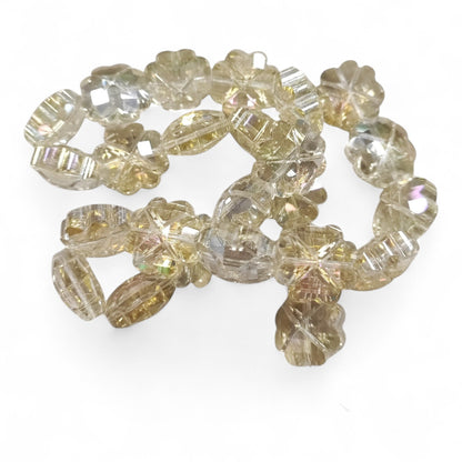 x1 Perle de Verre à Facettes Galvanisées – Forme Trèfle – 17 mm