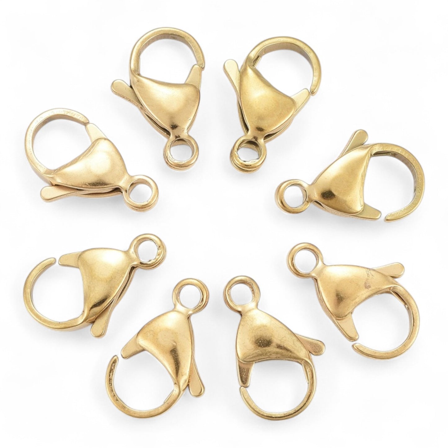x2 Fermoirs mousquetons en Acier Inoxydable 304 Plaqué Or 18K