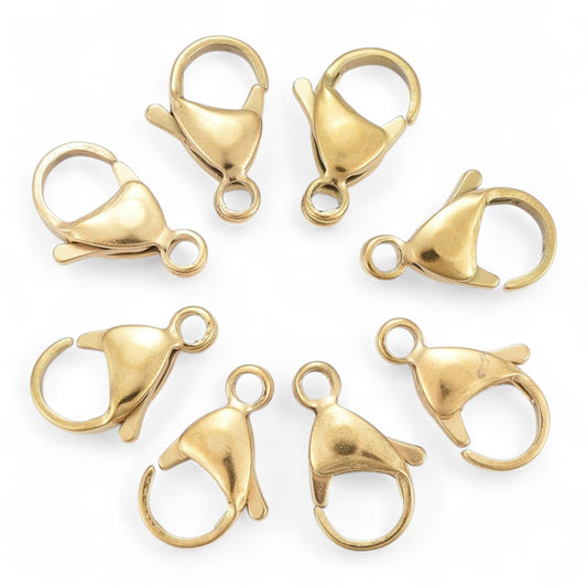 x2 Fermoirs mousquetons en Acier Inoxydable 304 Plaqué Or 18K
