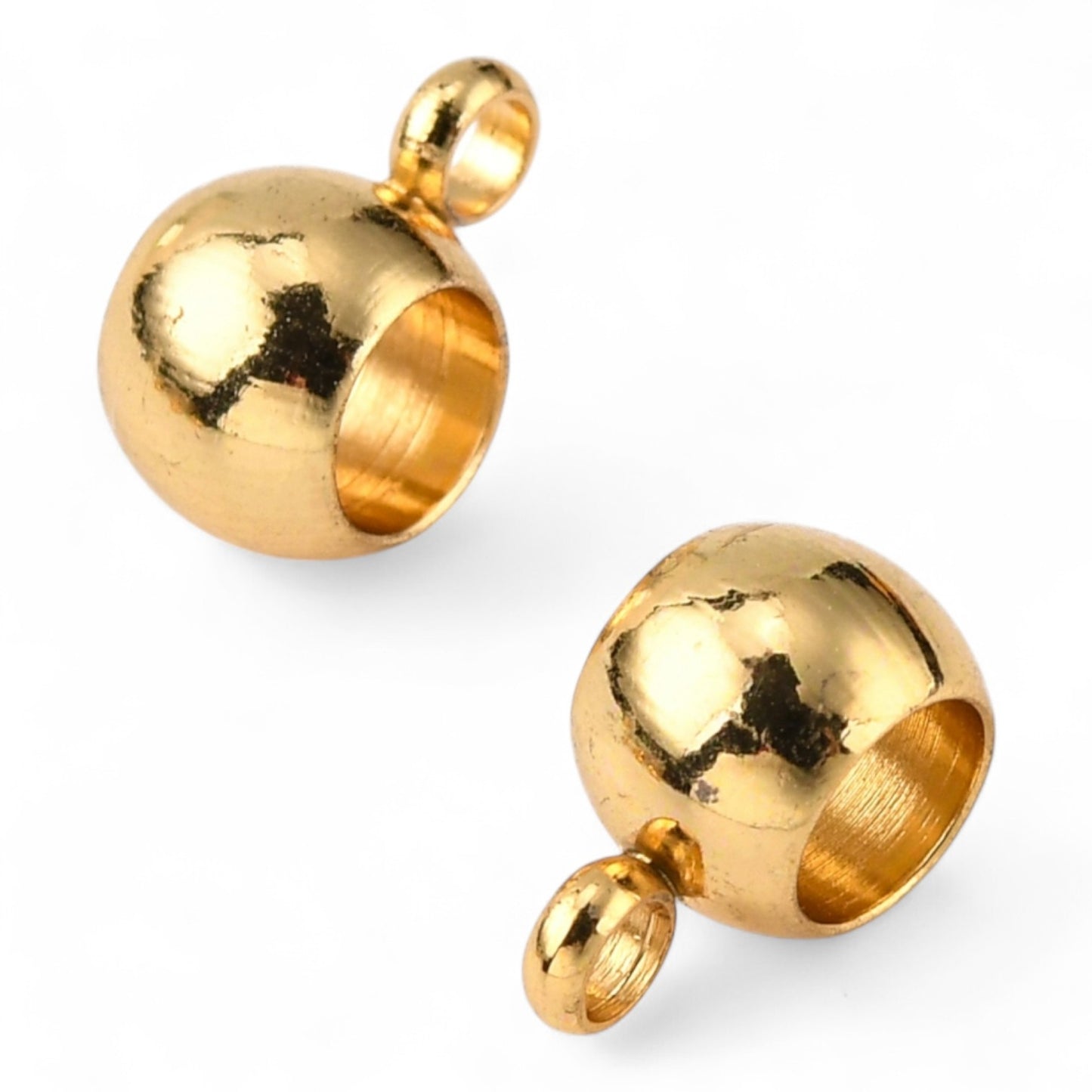 x2 bélières perle avec perle d'attache, en acier inoxydable 304, 5x9x6mm