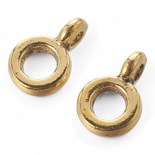 x10 Pendentifs à Bélière Tibétaine – Or Antique – 6,5 mm
