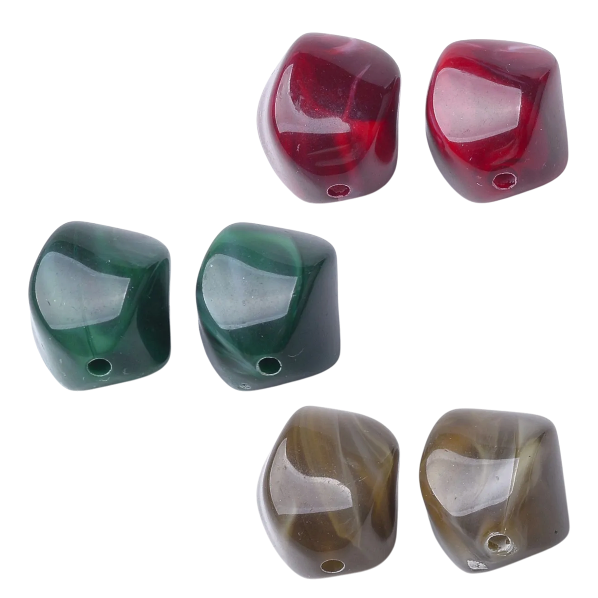 Lot de 10 perles acryliques imitation pierres précieuses – Forme pépite