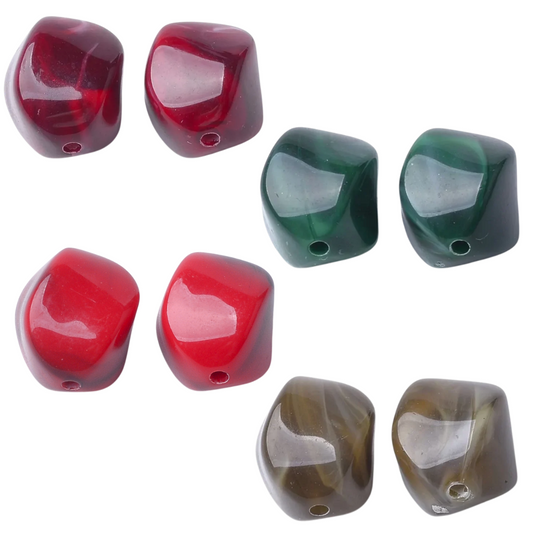 Lot de 10 perles acryliques imitation pierres précieuses – Forme pépite – 4 couleurs au choix
