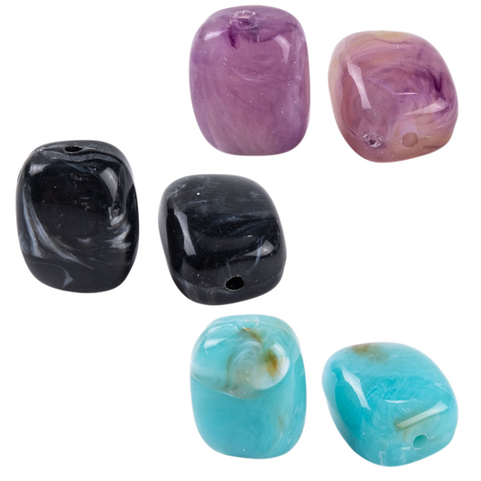 x10 Perles Acryliques Imitation Jade – Rectangulaires – 13x11mm – 3 couleurs