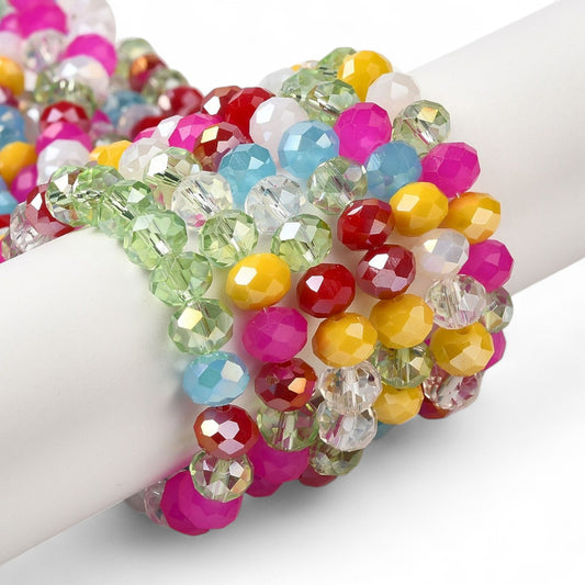 Perles en Verre à Facettes – Rondelles Multicolore Peps  – 8x6 mm