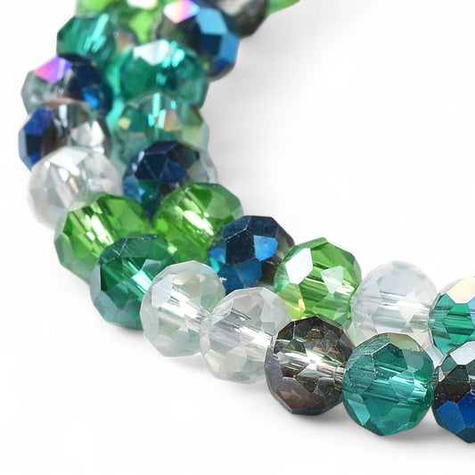 Perles en Verre à Facettes – Rondelles Vert – 6x5 mm