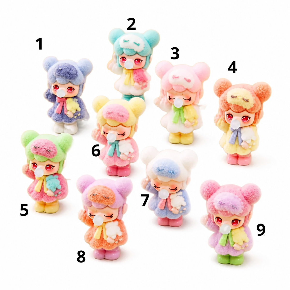 Figurines en velours ultra kawaii – Plusieurs modèles et couleurs au choix