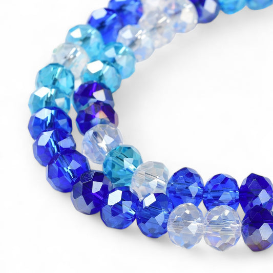 Perles en Verre à Facettes – Rondelles Bleu  – 8x6 mm