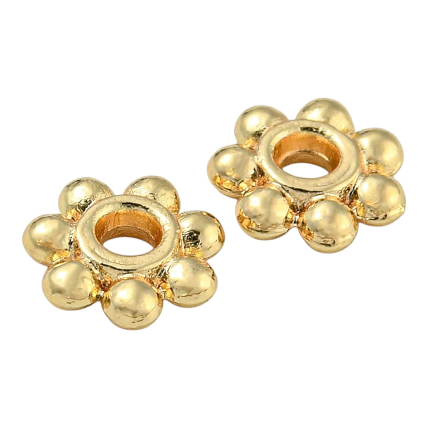 x20 Perles d’Espacement Fleur – Alliage de Zinc, Plaqué Platine ou Or 14K – 6 mm