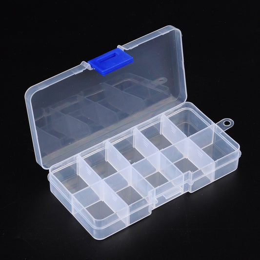 Boîte de Rangement à Perles – 10 Compartiments Réglables – 7 x 13 x 2,3 cm