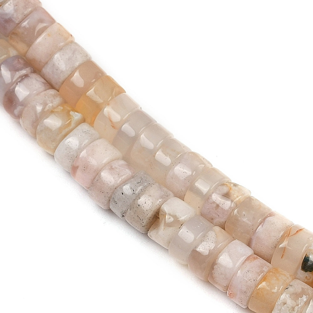 X20 Perles d’Agate Fleur de Cerisier Naturelle – Heishi 6 mm