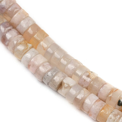 X20 Perles d’Agate Fleur de Cerisier Naturelle – Heishi 6 mm
