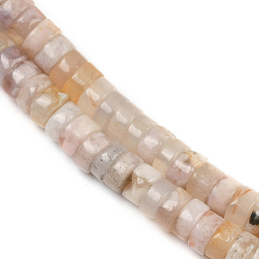 X20 Perles d’Agate Fleur de Cerisier Naturelle – Heishi 6 mm