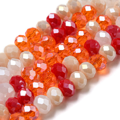 Perles en Verre à Facettes – Rondelles Orange et Blanc – 6x5 mm