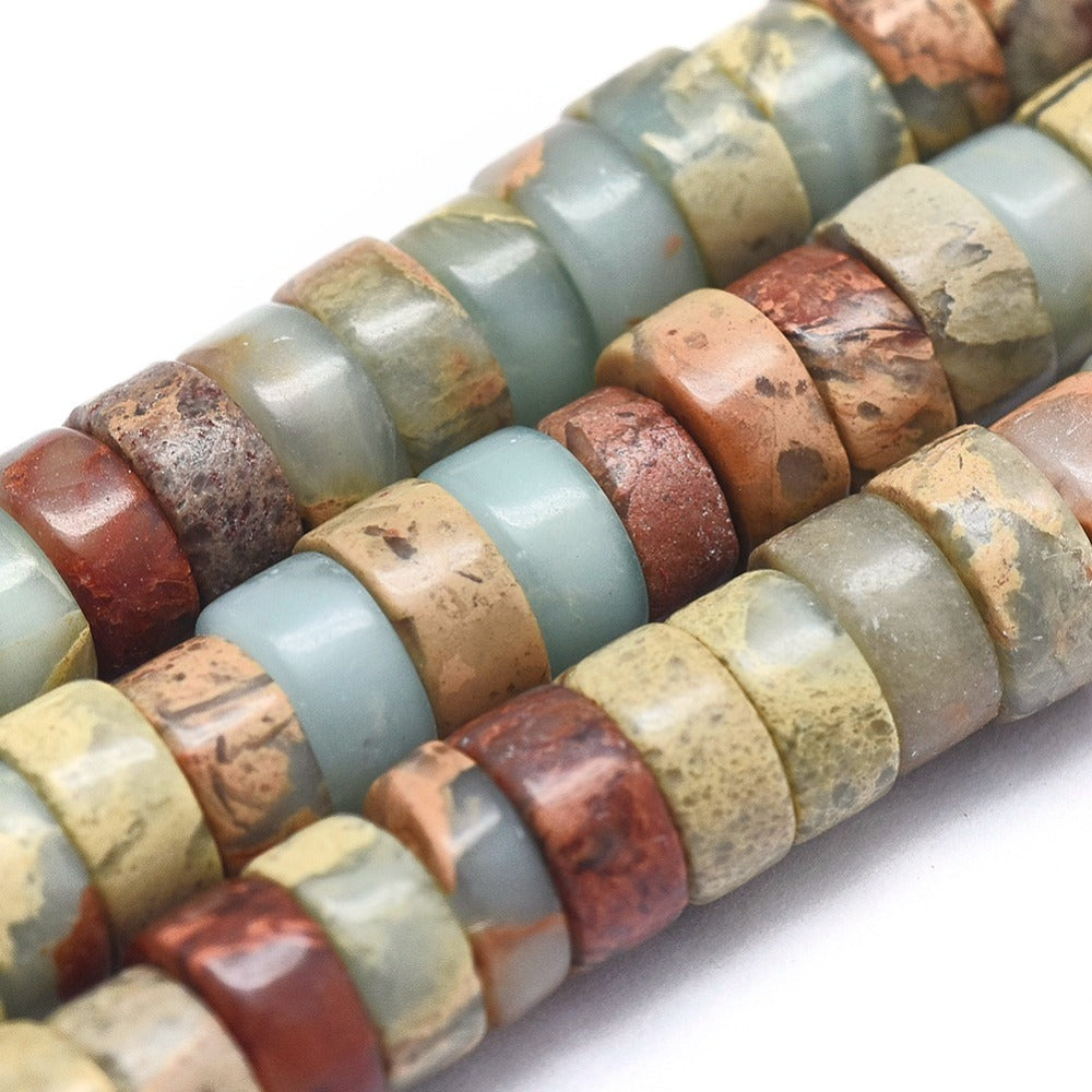 x20 Perles de Jaspe Aqua Terra Naturelles – Heishi 6 mm