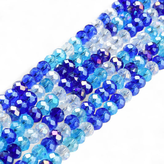 Perles en Verre à Facettes – Rondelles Bleu  – 8x6 mm