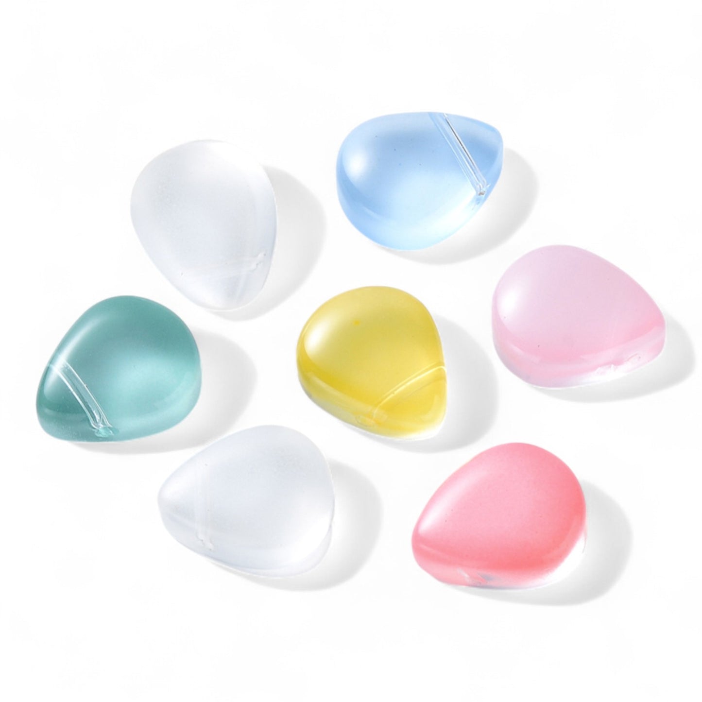 x10 Pendentifs Gouttes en Verre – Couleurs Mélangées – 12,5 x 10,5 x 5,5 mm