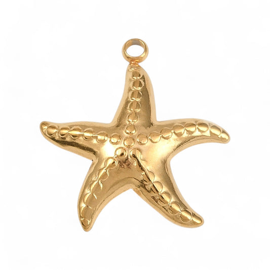 x1 Pendentif Étoile de mer en acier inox 304 – Doré – 21,5 mm