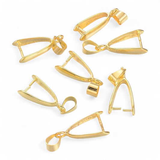 x2 Bélières à Pincer en Laiton Doré – 19 mm
