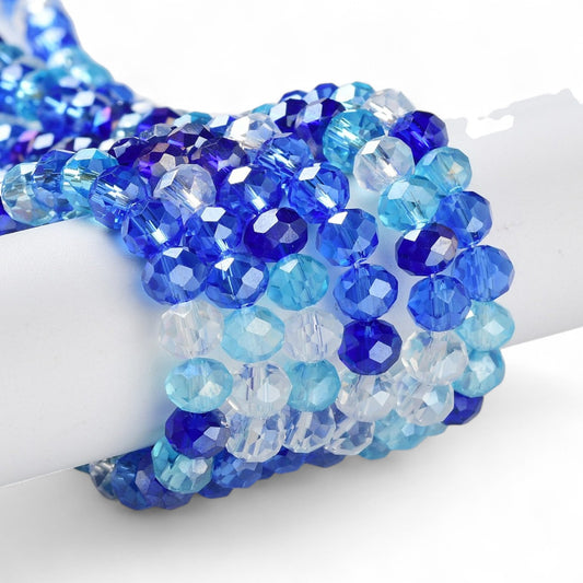 Perles en Verre à Facettes – Rondelles Bleu – 6x5 mm