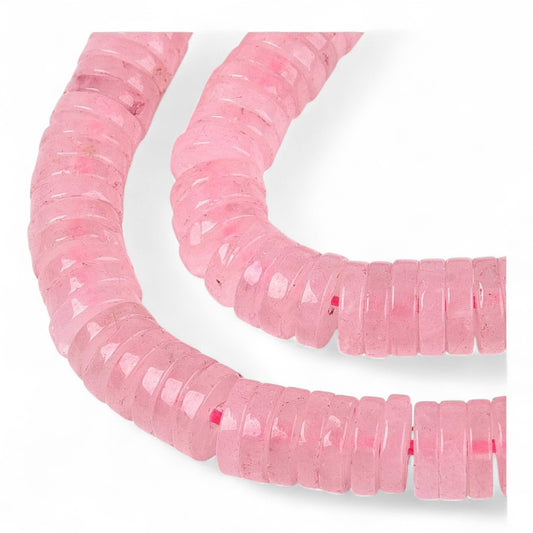 x30 Perles Heishi en Quartz Rose Naturel – Disques 6 mm