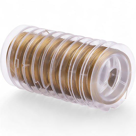 Fil Cablé Acier Inoxydable Gainé – Argenté ou Doré  – 10 m – 0,38 mm