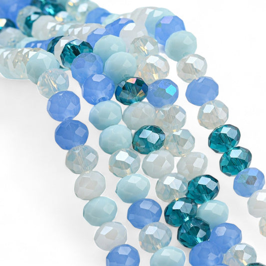 Perles en Verre à Facettes – Rondelles Bleu – 8x6 mm