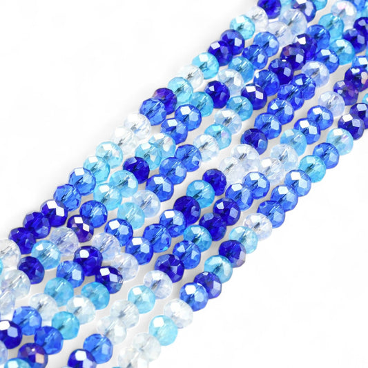 Perles en Verre à Facettes – Rondelles Bleu – 6x5 mm