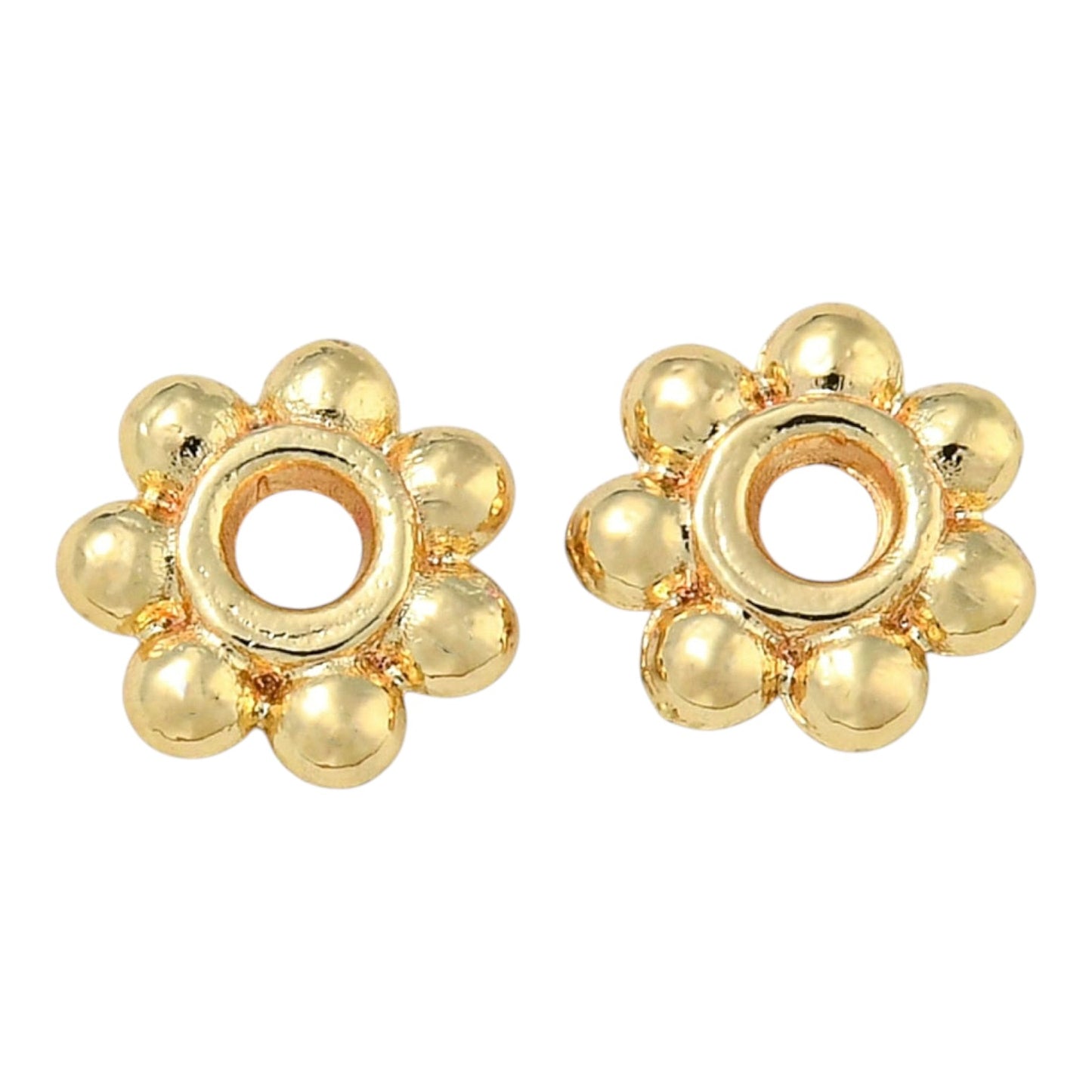 x20 Perles d’Espacement Fleur – Alliage de Zinc, Plaqué Platine ou Or 14K – 6 mm