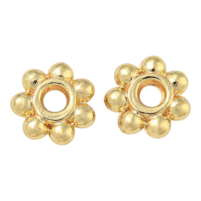 x20 Perles d’Espacement Fleur – Alliage de Zinc, Plaqué Platine ou Or 14K – 6 mm